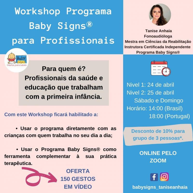 WORKSHOP PROGRAMA BABY SIGNS PARA PROFISSIONAIS - Tanise Cristaldo Anhaia