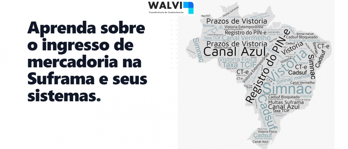 INGRESSO DE MERCADORIA NACIONAL NA ZONA FRANCA DE MANAUS (ZFM), AMAZ�NIA OCIDENTAL (AMOC) E �REAS DE LIVRE COM�RCIO (ALCS): LEGISLA��O, SISTEMAS E PROCEDIMENTOS OPERACIONAIS DA SUFRAMA. - Walvi Treinamentos