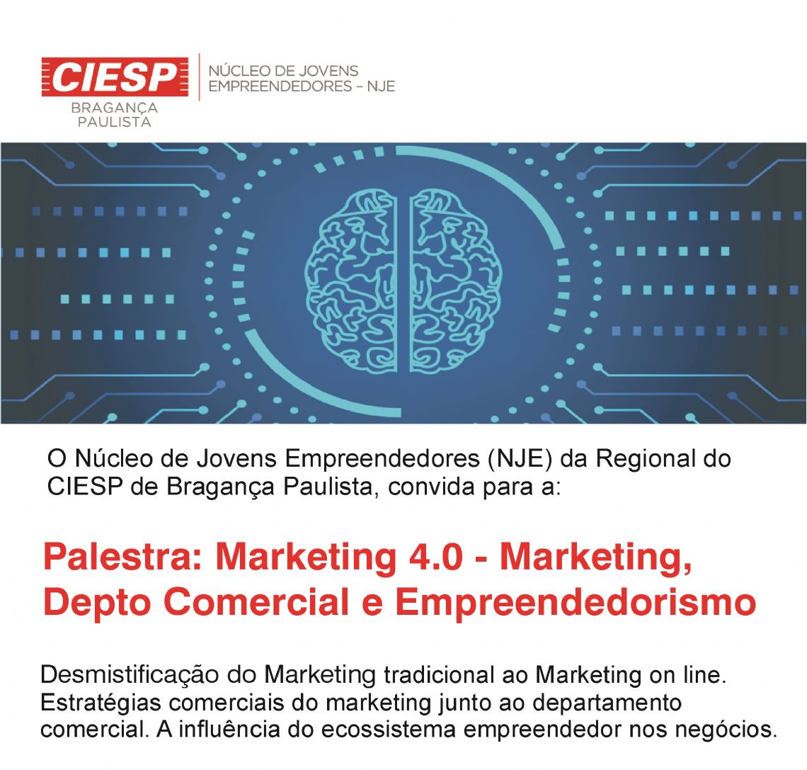 Marketing 4.0 Marketing, Dept. Comercial & Empreendedorismo -  Ncleo de Jovens Empreendedores do Ciesp e Senai de Bragana Pta